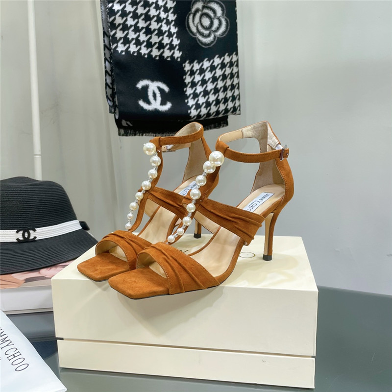 J1m*y Ch00 pearl heel sandals