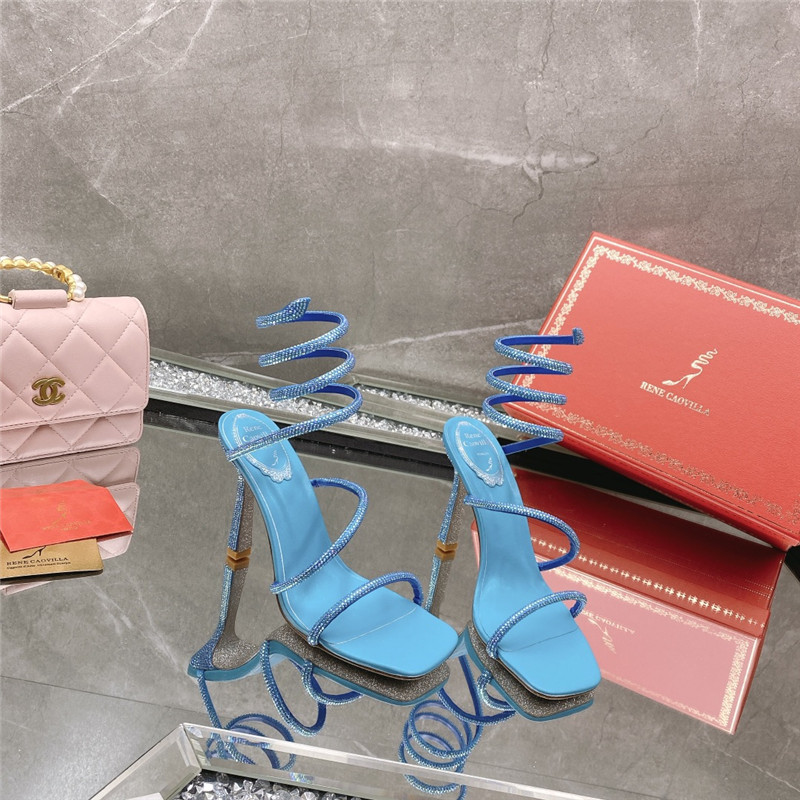 Rene Caovilla Dupe R C diagonal strap rhinestone inlaid sandals