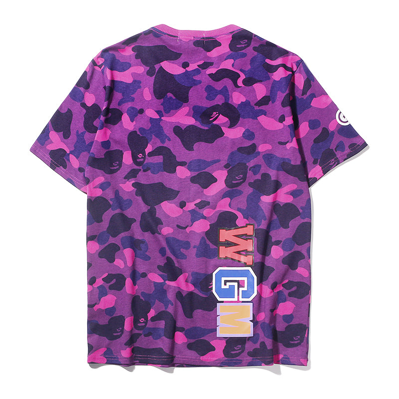Bape Camo T Shirt Bape Green Blue Purple Grey Classic Cotton Tee 809