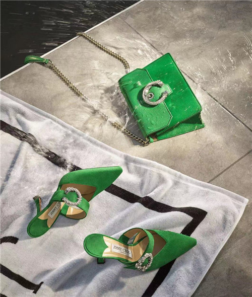 J1m*y Ch00 green heels sandals