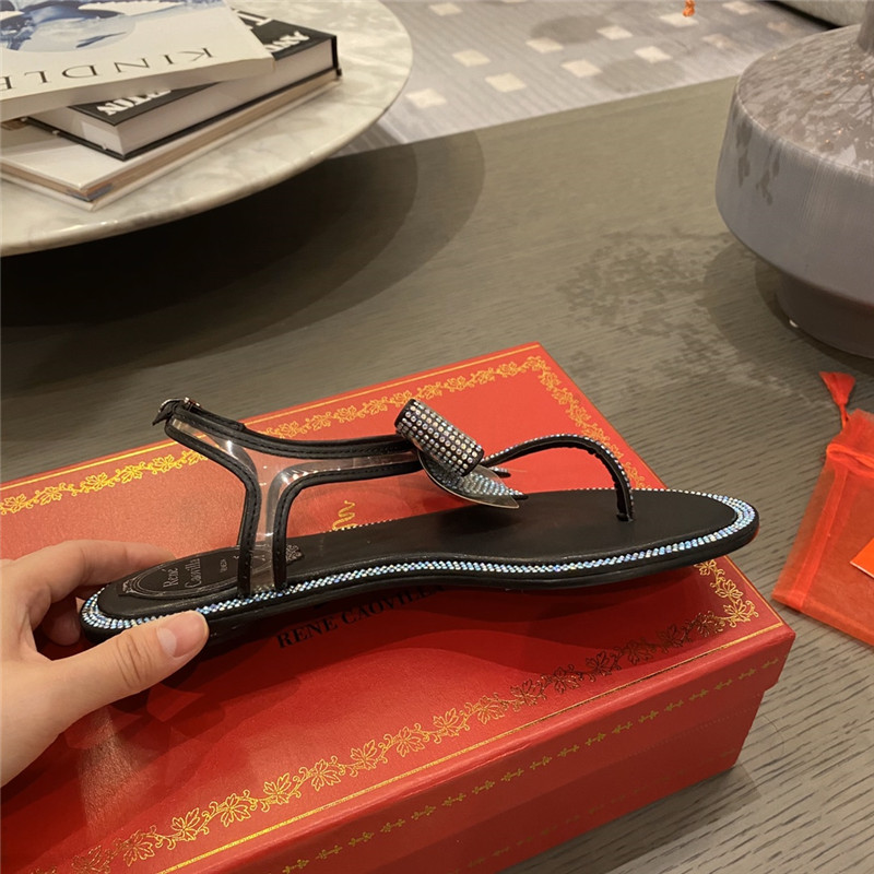 rene caovilla flip flops bow flat sandals