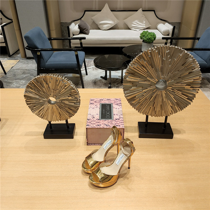 J1m*y Ch00 Crystal Chain Heeled Platform Sandals