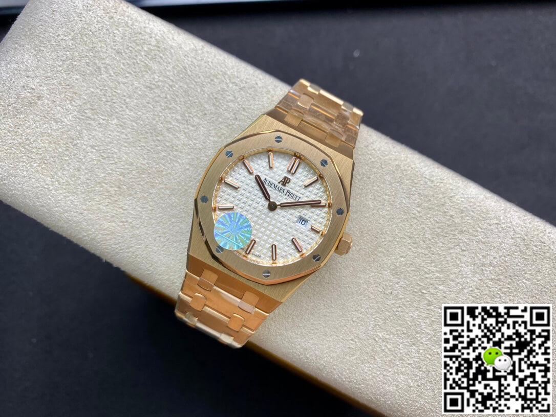 Replica Audemars P1g*et Royal Oak 67650OR.OO.1261OR.01 1:1 Best Edition JF Factory White Dial Swiss Quartz