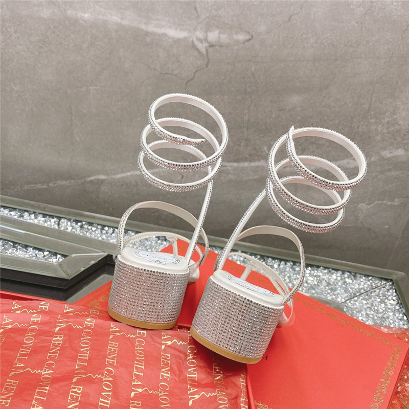 Rene Caovilla Heels Dupe snake crystal chunky heel sandals