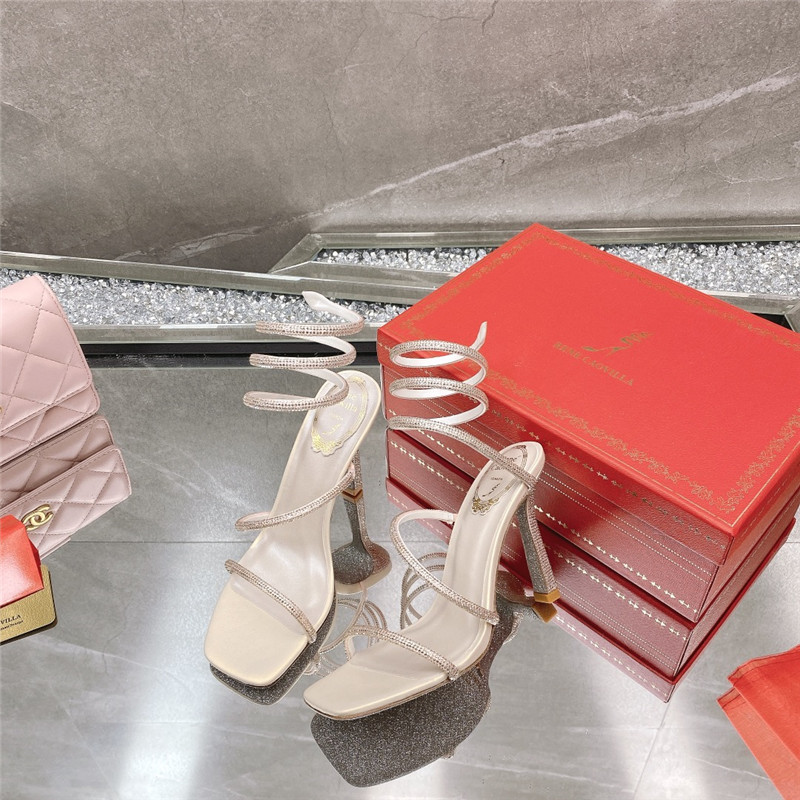 Rene Caovilla Dupe diagonal strap rhinestone inlaid sandals