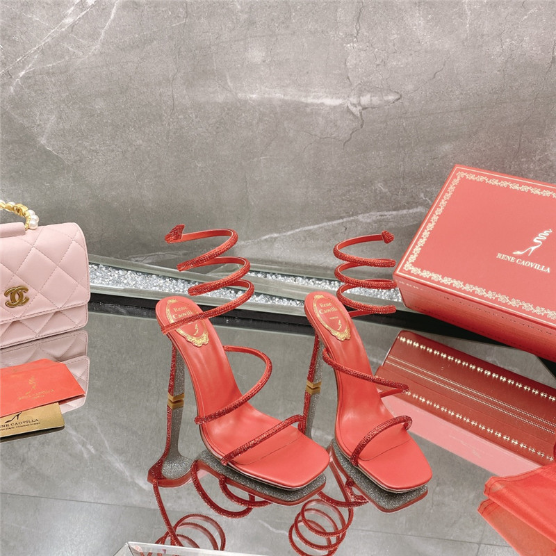 Rene Caovilla Dupe R C diagonal strap rhinestone inlaid sandals