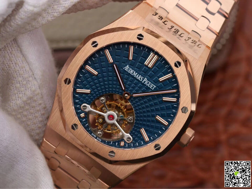 Replica Audemars P1g*et Royal Oak Tourbillon 26522OR.OO.1220OR.01 1:1 Best Edition JF Factory Blue Dial