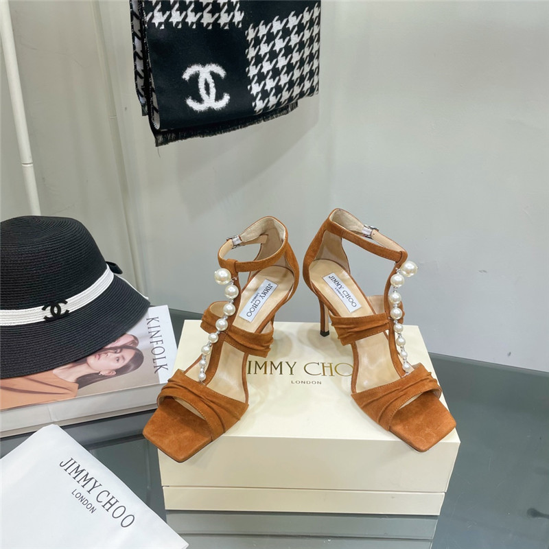 J1m*y Ch00 pearl heel sandals