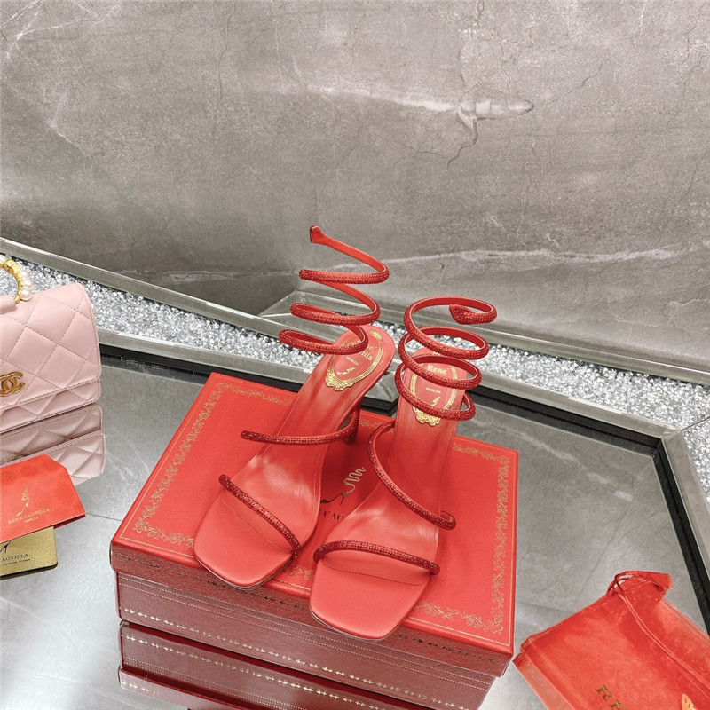 Rene Caovilla Dupe R C diagonal strap rhinestone inlaid sandals