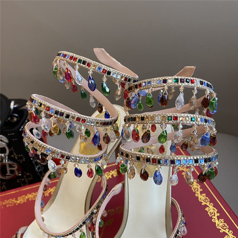 Rene Caovilla Dupe Classic snake wrap sandals