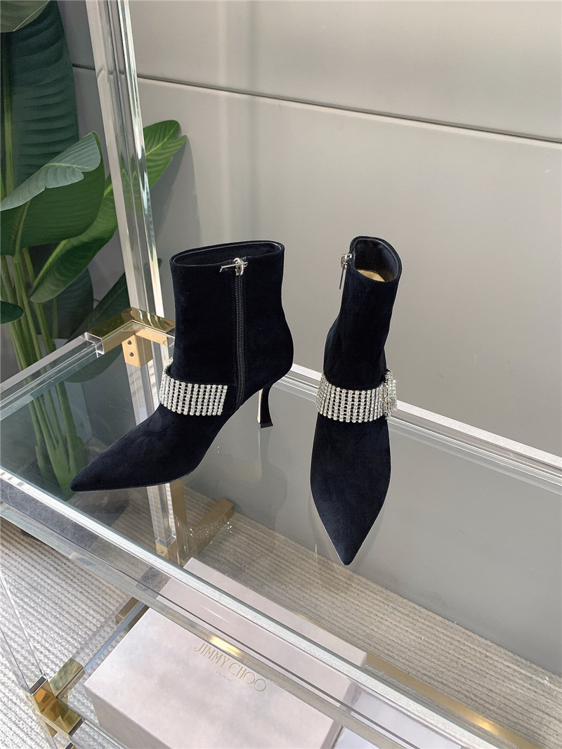 J1m*y Ch00 Pearl Heels Dupe rhinestone high-heeled boots