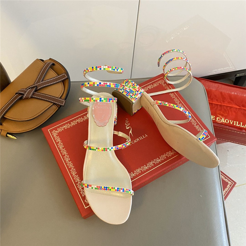 Rene Caovilla Satin Snake-coil Sandals