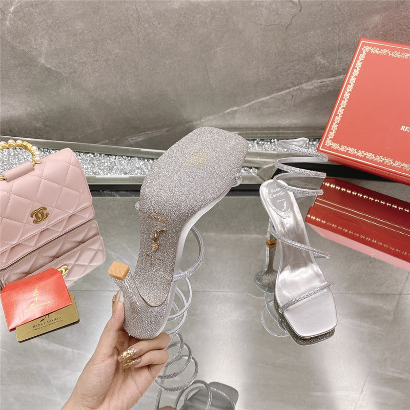 Rene Caovilla Dupe R C diagonal strap rhinestone inlaid sandals