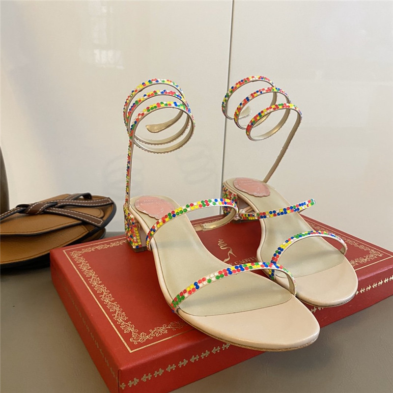 Rene Caovilla Satin Snake-coil Sandals