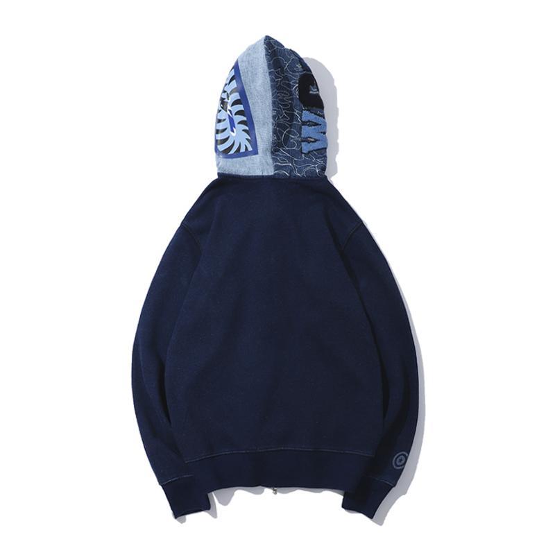 BAPE Indigo Shark Button Hoodie