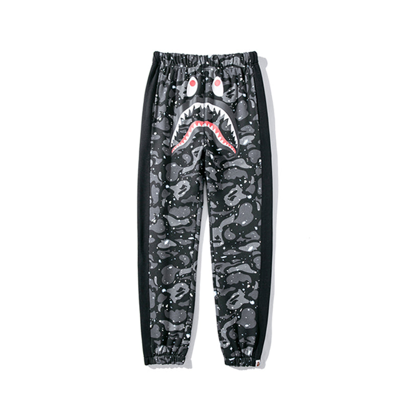 BAPE Shark Track Pants Sweatpants Black White HDCP8735