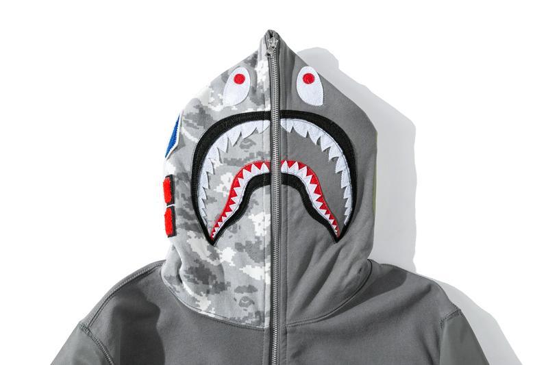 BAPE Digital Camo Military Shark Full Zip Hoodie