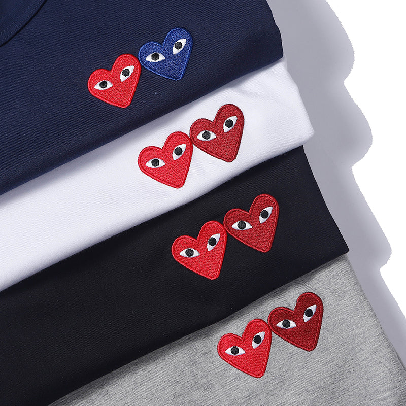 Comme Des Garcons Play Double Heart T Shirt 2333
