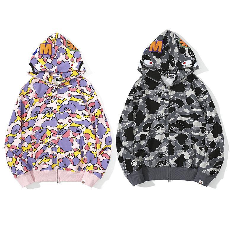 Bape 21SS Shark Full Zip Cardigan Hoodies mens womensLimited M-3XL