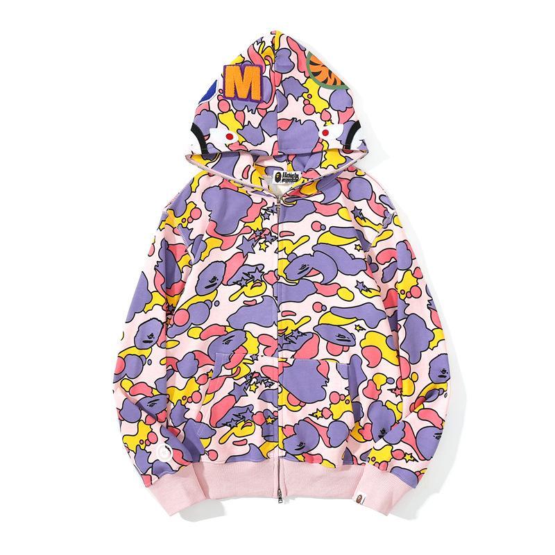 Bape Shark Hoodies 21SS Multi color Full Zipper Sweatshirts