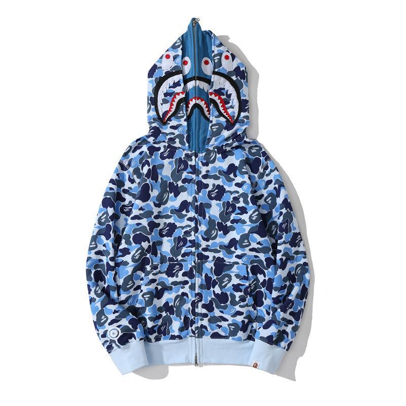 Bape Shark Hoodie Full Zipper Double Hooded Sweatshirt