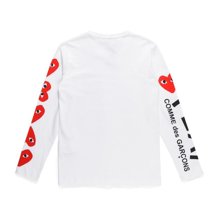 COMME DES GARCONS CDG PLAY Hearts Long Sleeve Black White T Shirt
