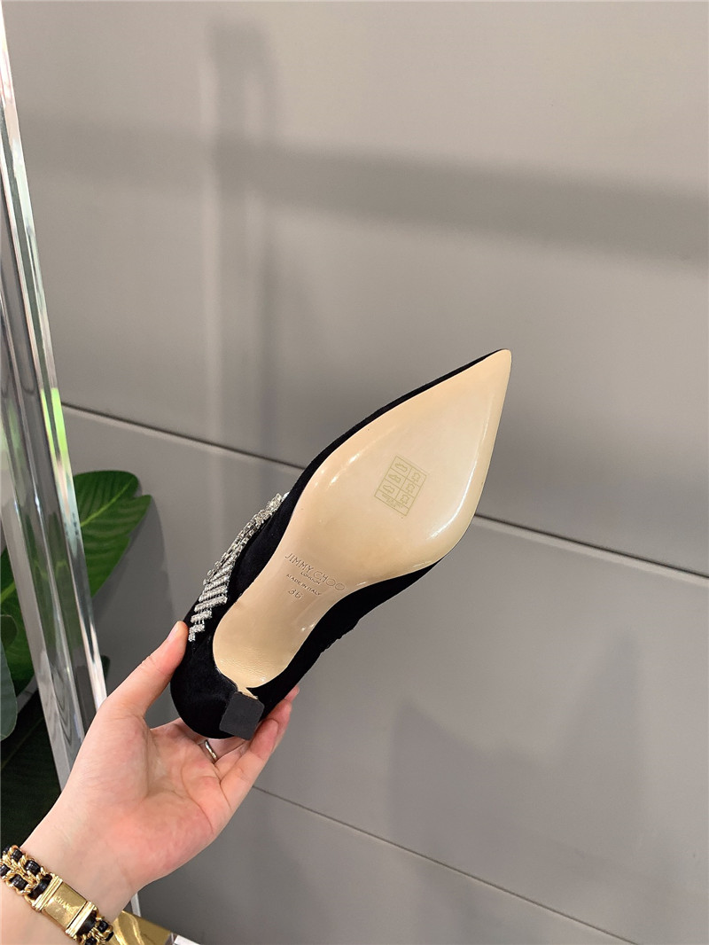 J1m*y Ch00 Pearl Heels Dupe rhinestone high-heeled boots