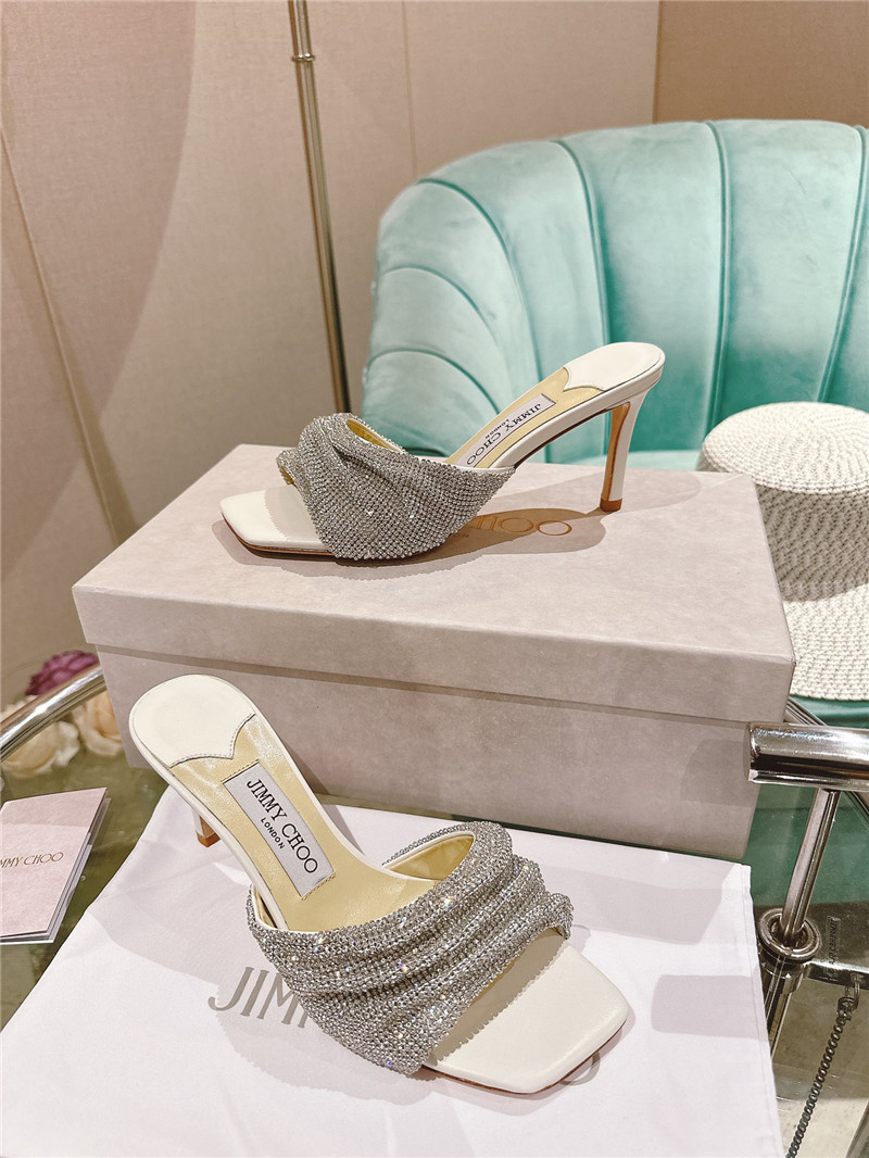 J1m*y Ch00 Pearl Heels Dupe Rhinestone High Heel Slippers