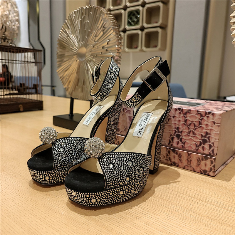 J1m*y Ch00 high heel D1am0nd chain sandals