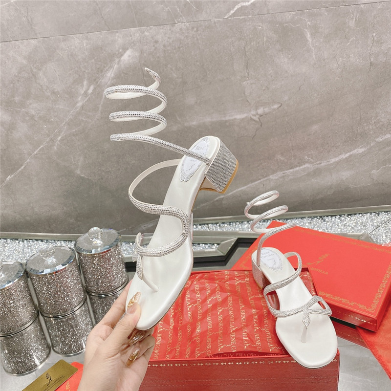 Rene Caovilla Heels Dupe snake crystal chunky heel sandals