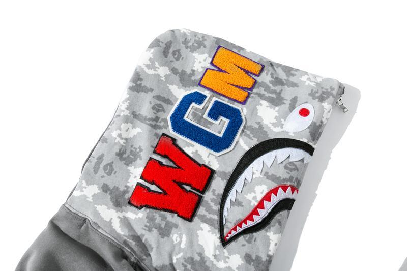 BAPE Digital Camo Military Shark Full Zip Hoodie
