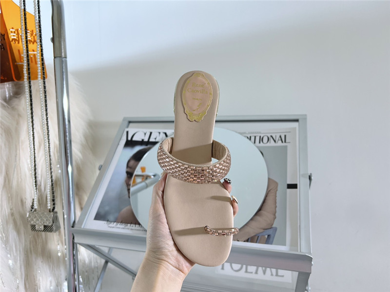 Rene Caovilla Heels Dupe low heel flat flip flop sandals