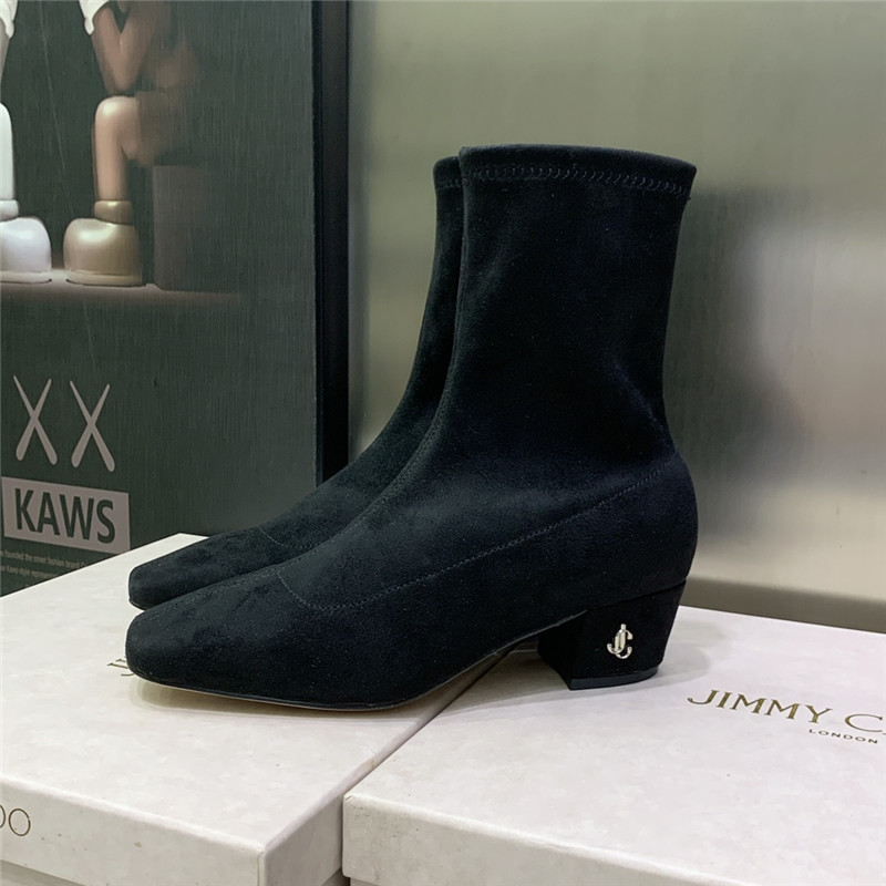 J1m*y Ch00 logo block heel square toe ankle boots