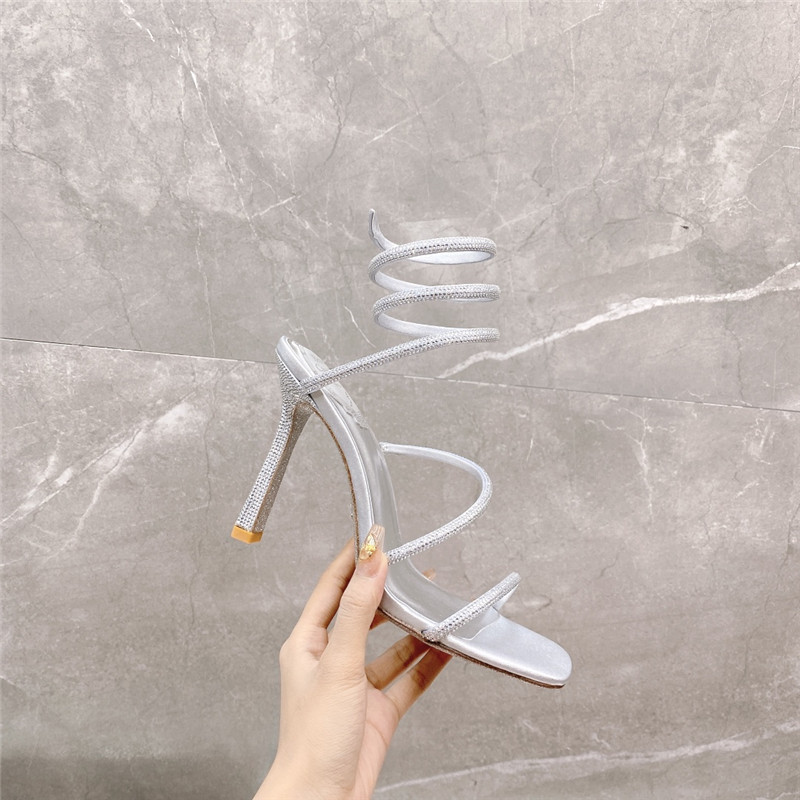 Rene Caovilla Dupe R C diagonal strap rhinestone inlaid sandals