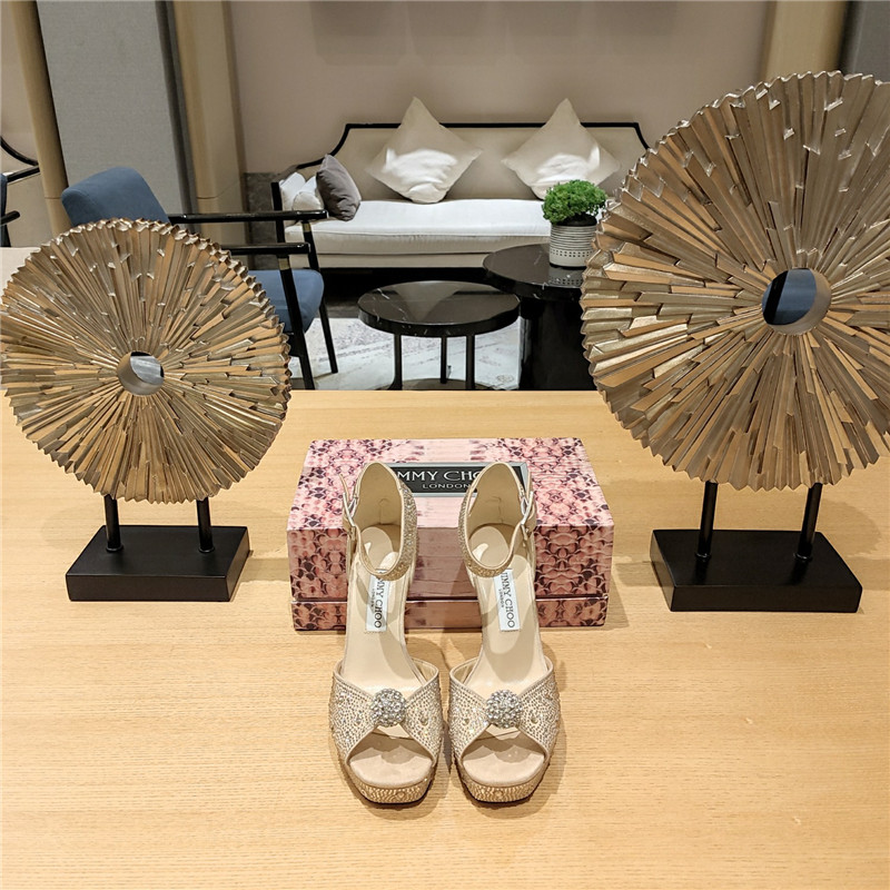 J1m*y Ch00 high heel D1am0nd chain sandals