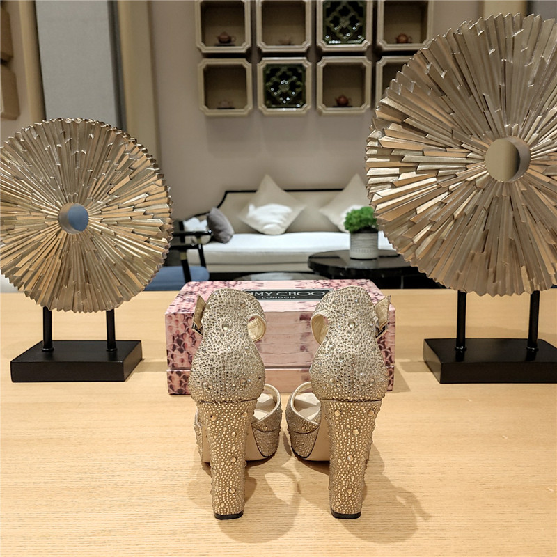 J1m*y Ch00 high heel D1am0nd chain sandals