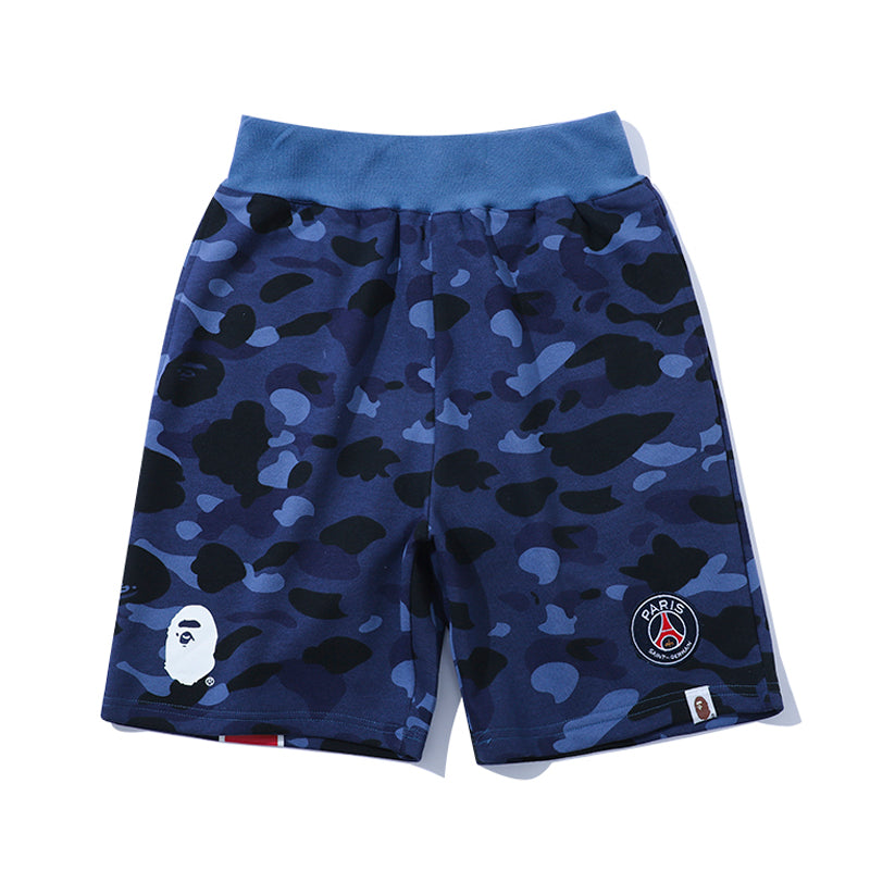 BAPE x PSG Shorts Camo Blue Pants HDCP8695