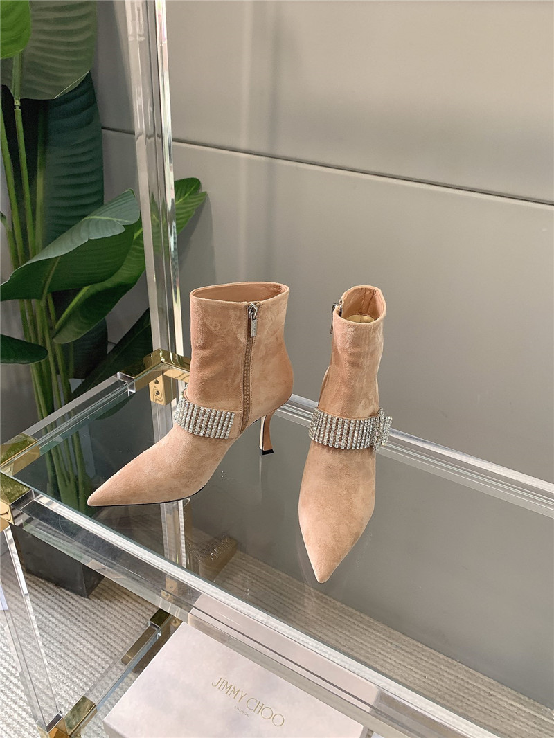 J1m*y Ch00 Pearl Heels Dupe rhinestone high-heeled boots