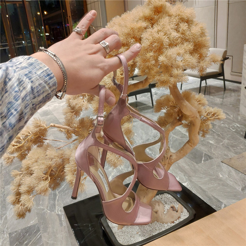 J1m*y Ch00 heeled satin sandals