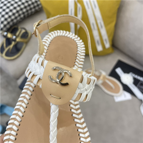 Ch**el Flat Dupes woven thong sandals