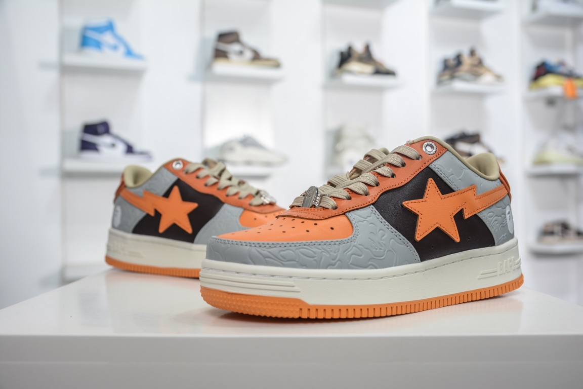 A Bathing Ape Bape Sta Low Grey Orange
