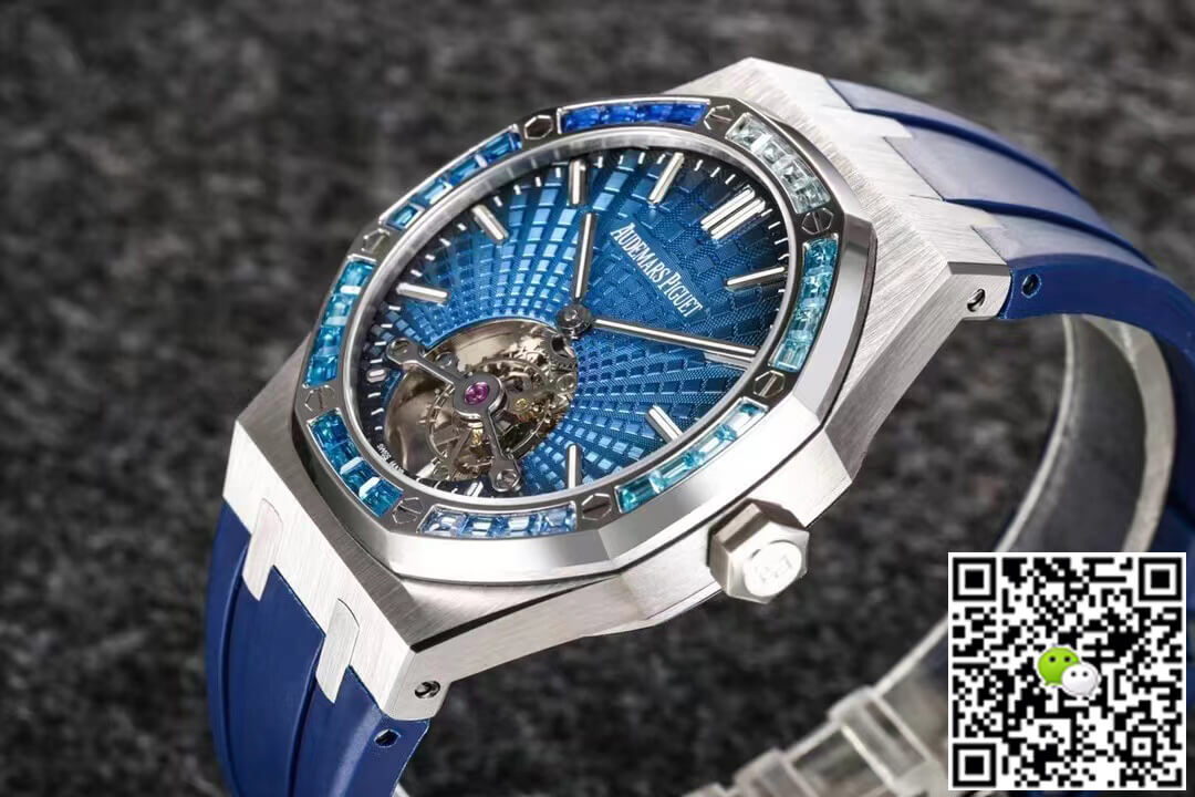 Replica Audemars P1g*et Royal Oak Tourbillon 1:1 Best Edition R8 Factory V3 Blue Rubber Strap