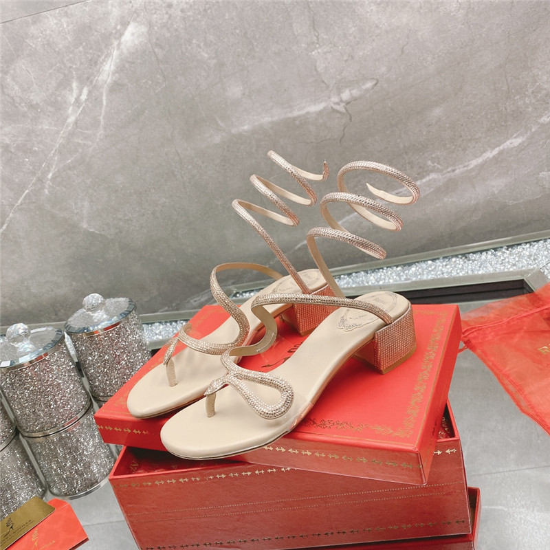 Rene Caovilla Heels Dupe snake crystal chunky heel sandals