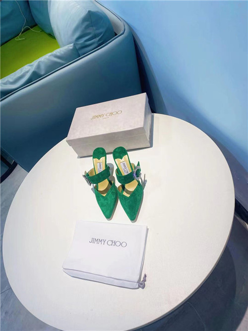 J1m*y Ch00 green heels sandals