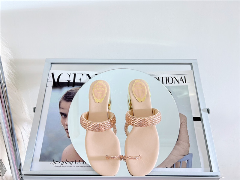 Rene Caovilla Heels Dupe low heel flat flip flop sandals