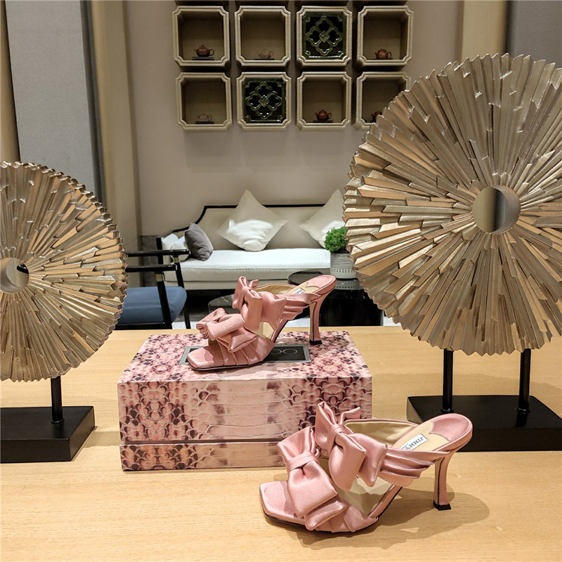 J1m*y Ch00 bow heels dupe bow crinkle sandals