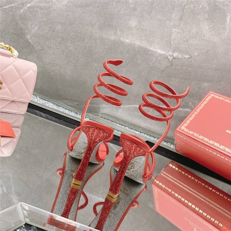 Rene Caovilla Dupe R C diagonal strap rhinestone inlaid sandals