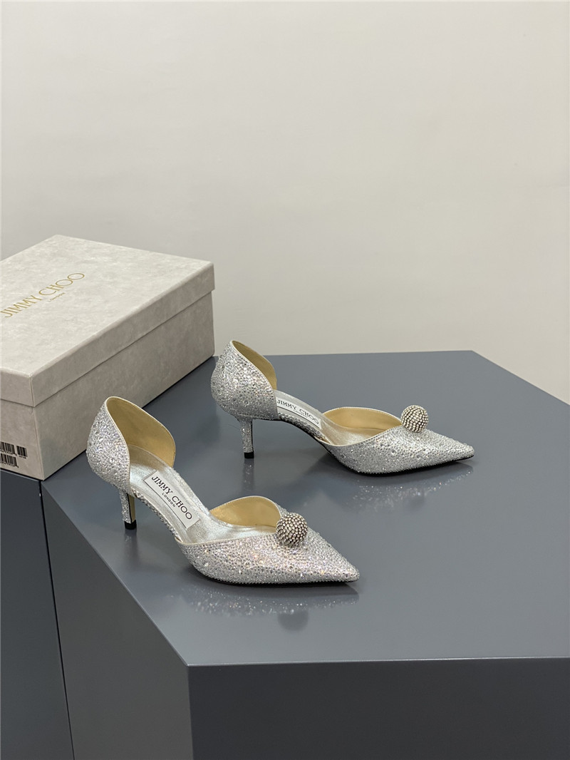 J1m*y Ch00 jc high-heeled crystal slipper shoes