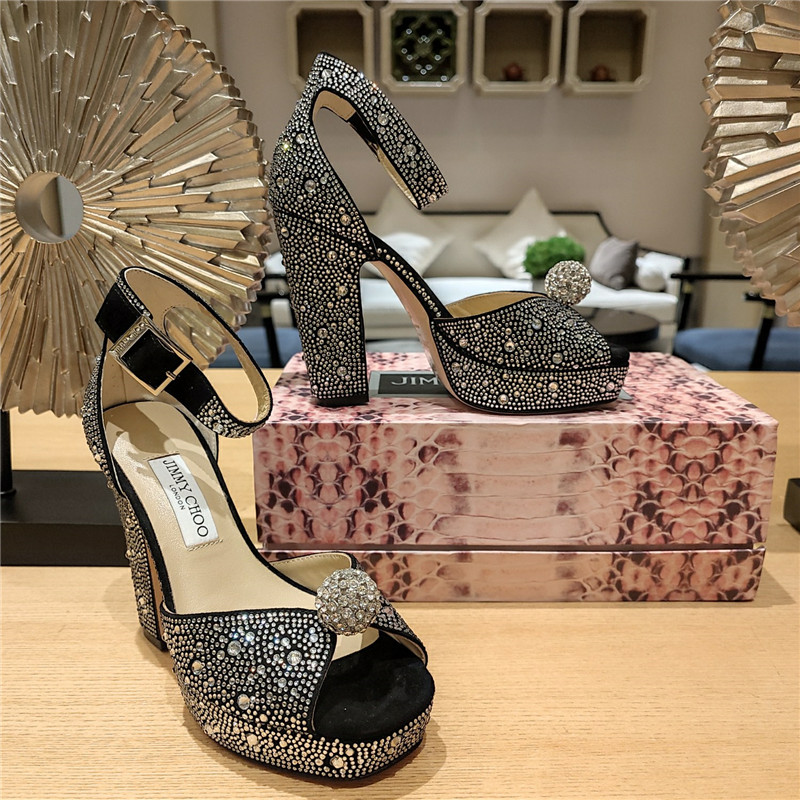 J1m*y Ch00 high heel D1am0nd chain sandals