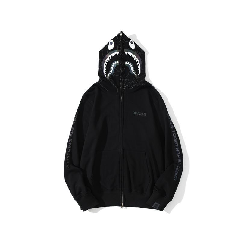 Bape Shark Hoodie Black White